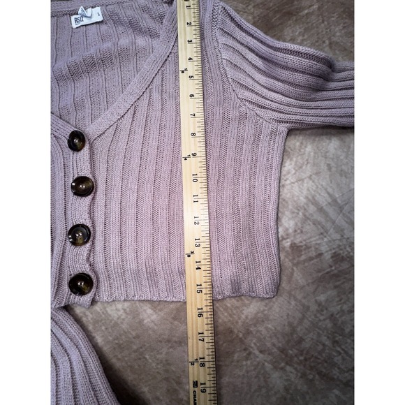 RSQ Wide Rib Womens Lavender Crop Cardigan Sweater Small - Picture 6 of 9